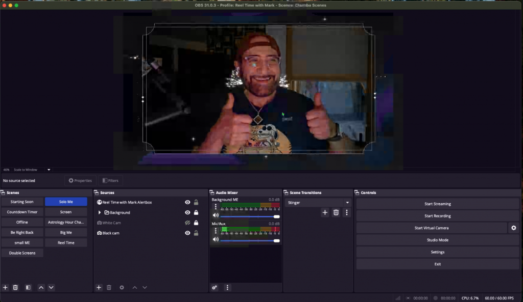 Mark giving a thumbs up on stream