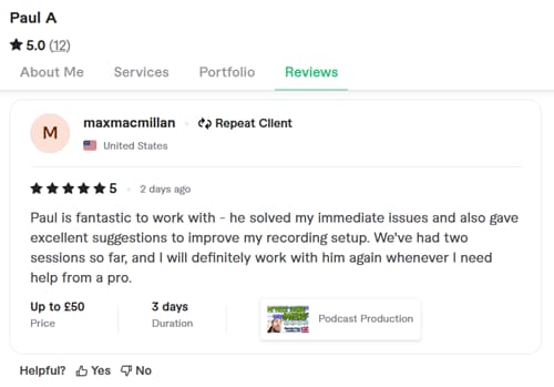 5-Star Review for Voiceover Studio Setup